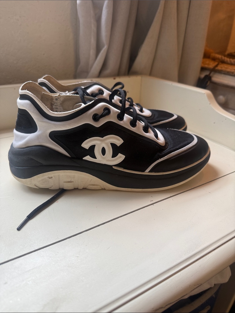 Chanel Black & White Men's Low-Top Sneakers